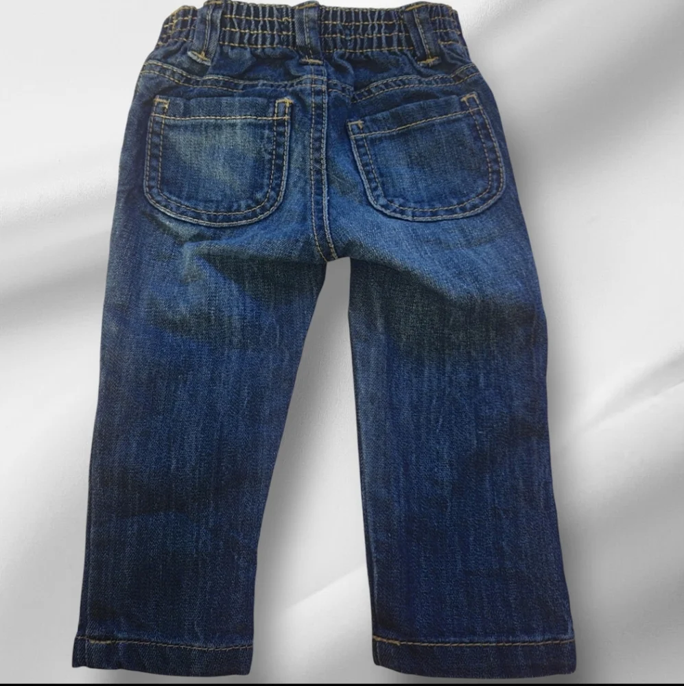 Old Navy Skinny‎ Blue Jeans Patches, Elastic Waist, Size 12-18 Months